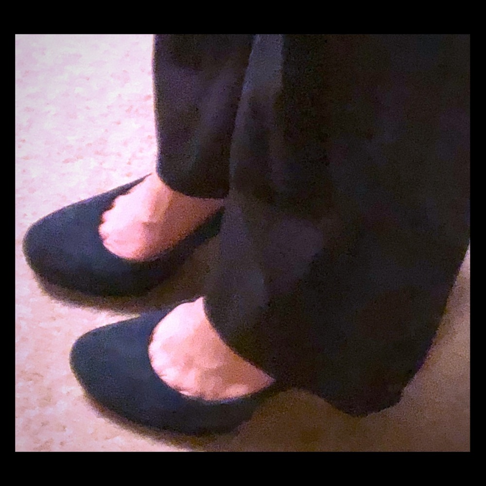 Blue suede heels